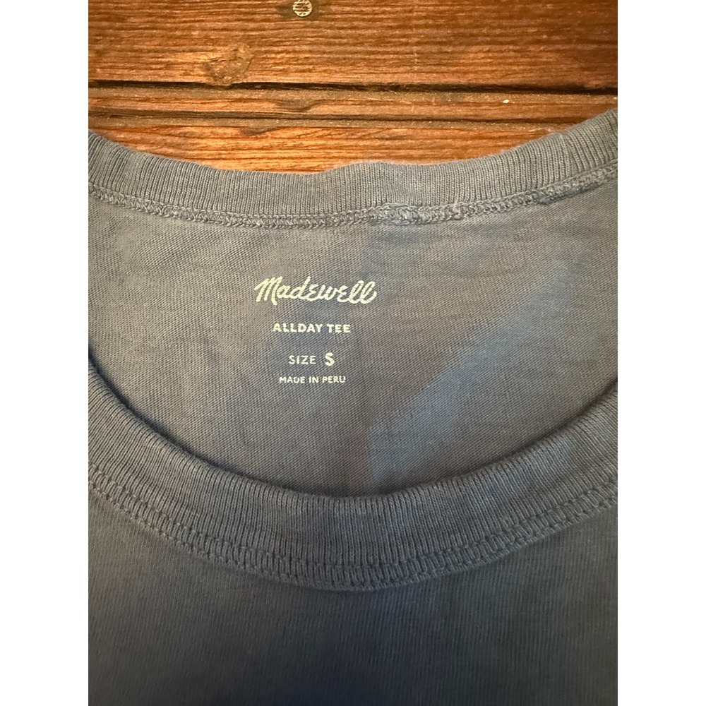 Madewell Allday Tee Womens Small Blue Gray Short Sleeve Crewneck Cotton T-Shirt - Picture 2 of 6